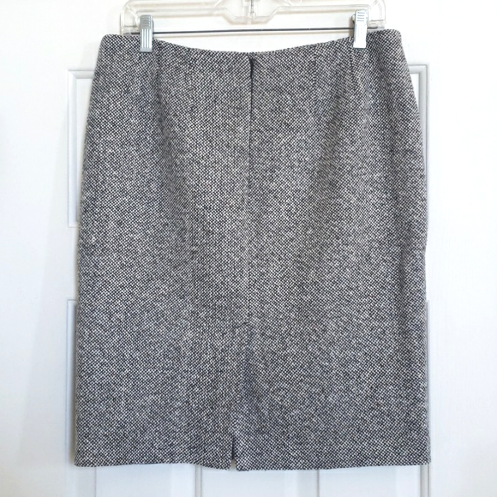 Vintage Alberto Makali Wool Tweed Pencil Skirt Black White Basketweave | SIZE 10 - Picture 5 of 9